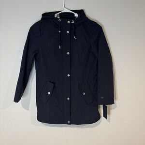 Tommy Hilfiger Polyester Jacket Hooded Solid Navy Blue Women's Size L